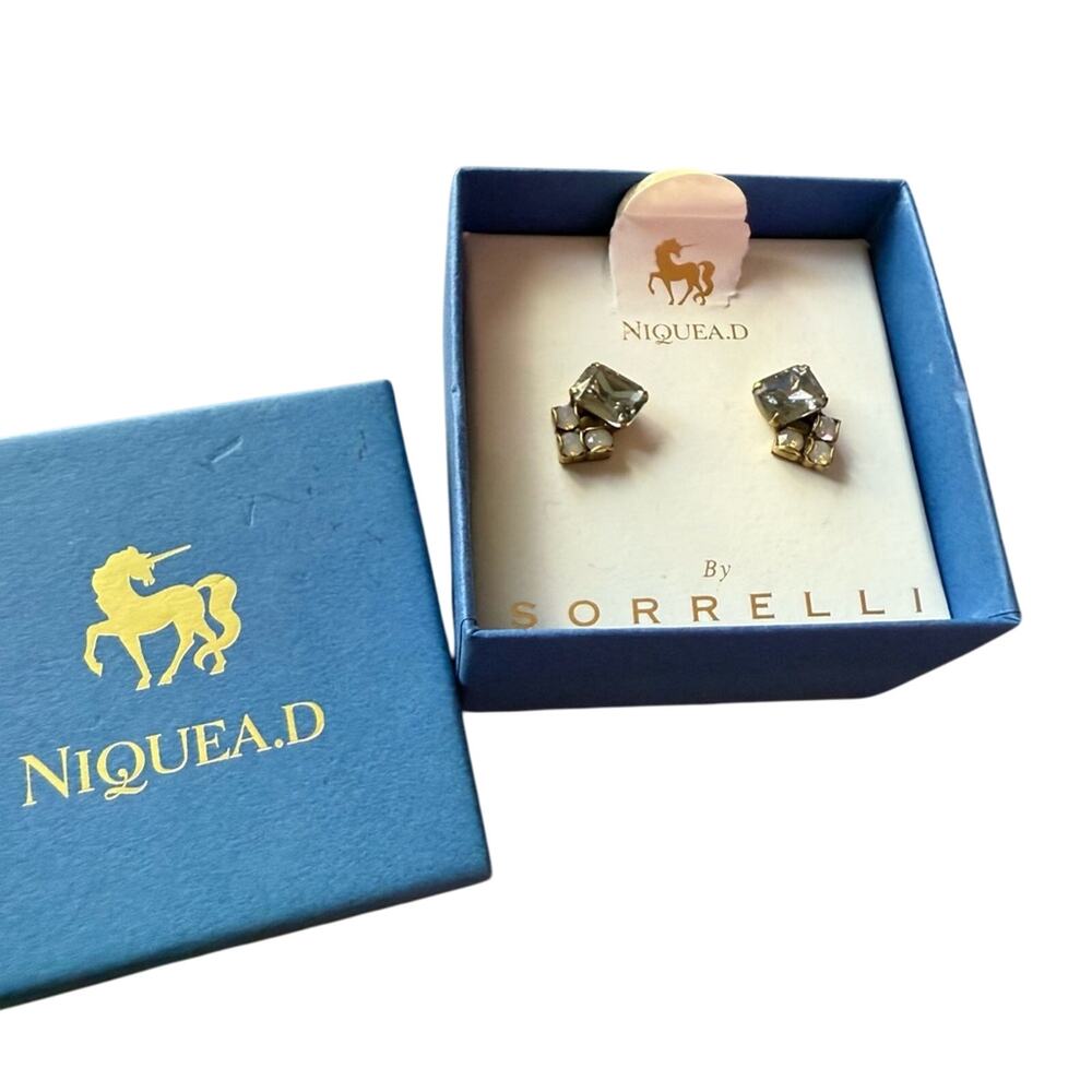 Sorrelli Brass Tone Crystal Stud  Earrings
